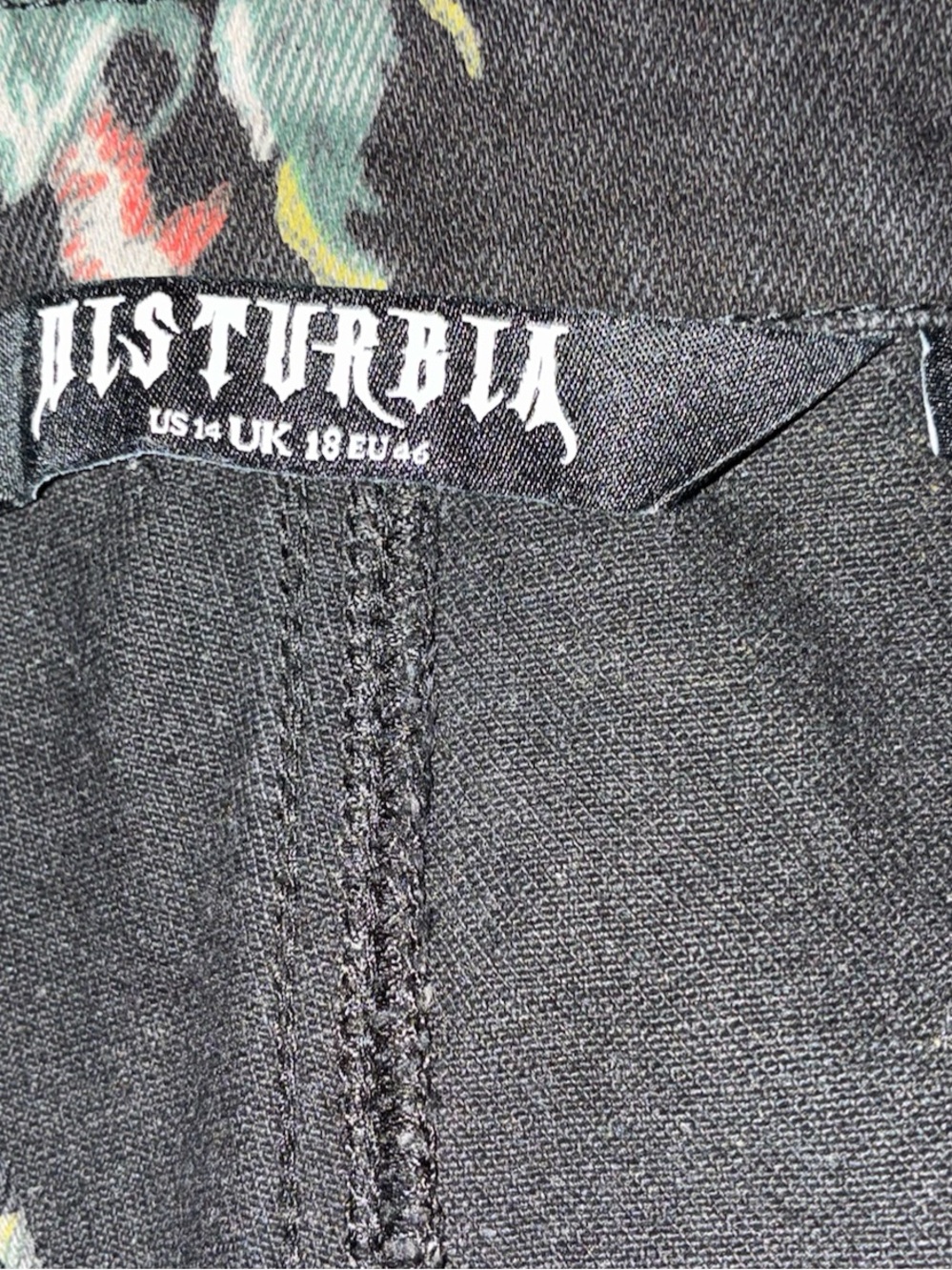 Disturbia Poison Eden Print Denim Dungaree Short Overalls Whimsigoth Alt Vibes - Picture 6 of 8